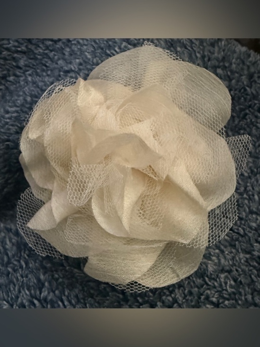 Ivory Floral Mesh Hair Clip - Womens Accessory